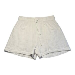 MATE the Label Organic Cotton Gauze Shorts Womens Large White Drawstring Pockets
